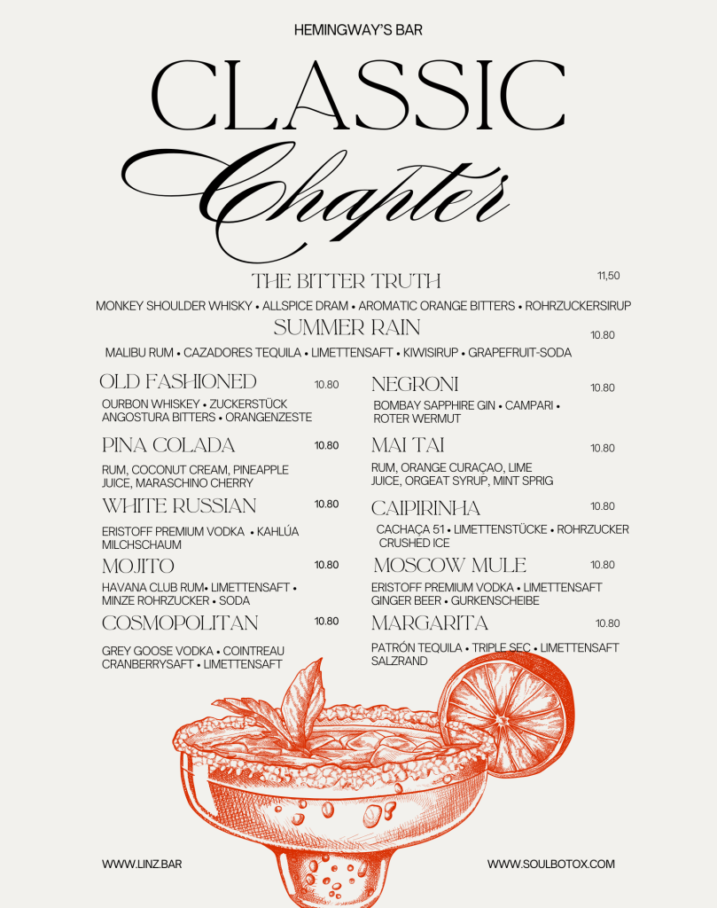 Hemingways Bar Linz new cocktails september 2025