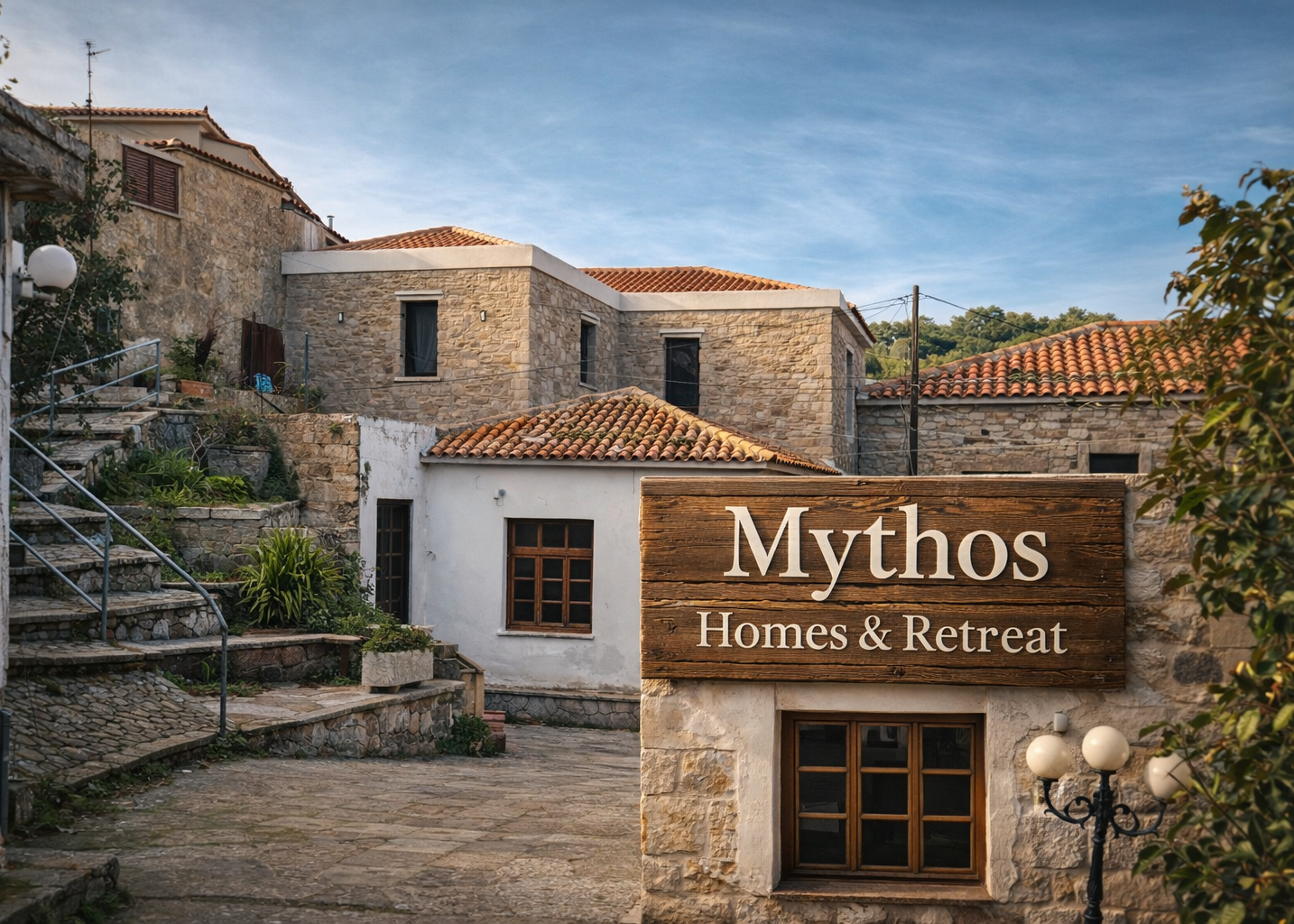 Traditional stone houses of Mythos Homes & Retr•eat in Lemnos, Greece